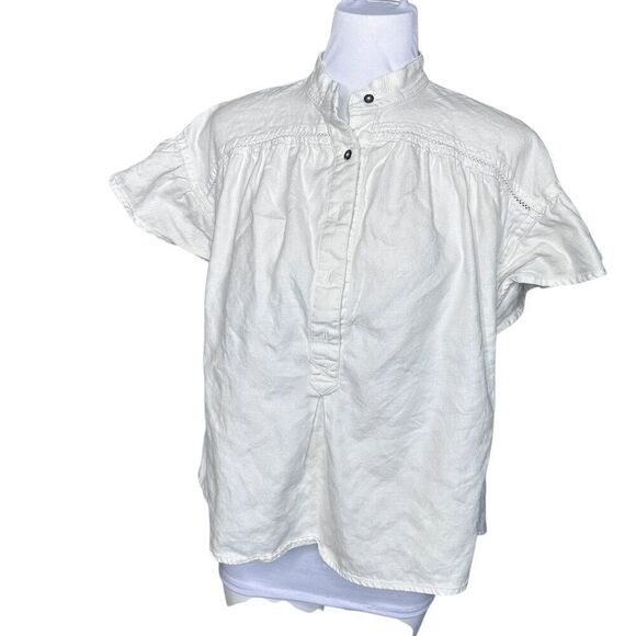 Anthropologie Maeve XS snow white top linen blend - Picture 3 of 6